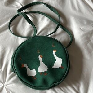 Green Goose Print Women's canvas crossbody bag